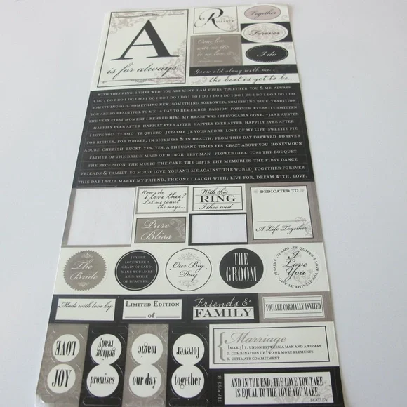 Scrapbooking Sticker Bundle For Paper Crafts Wedding Love - Picture 11 of 16